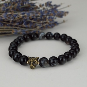 Браслет из агата 8 мм леопард